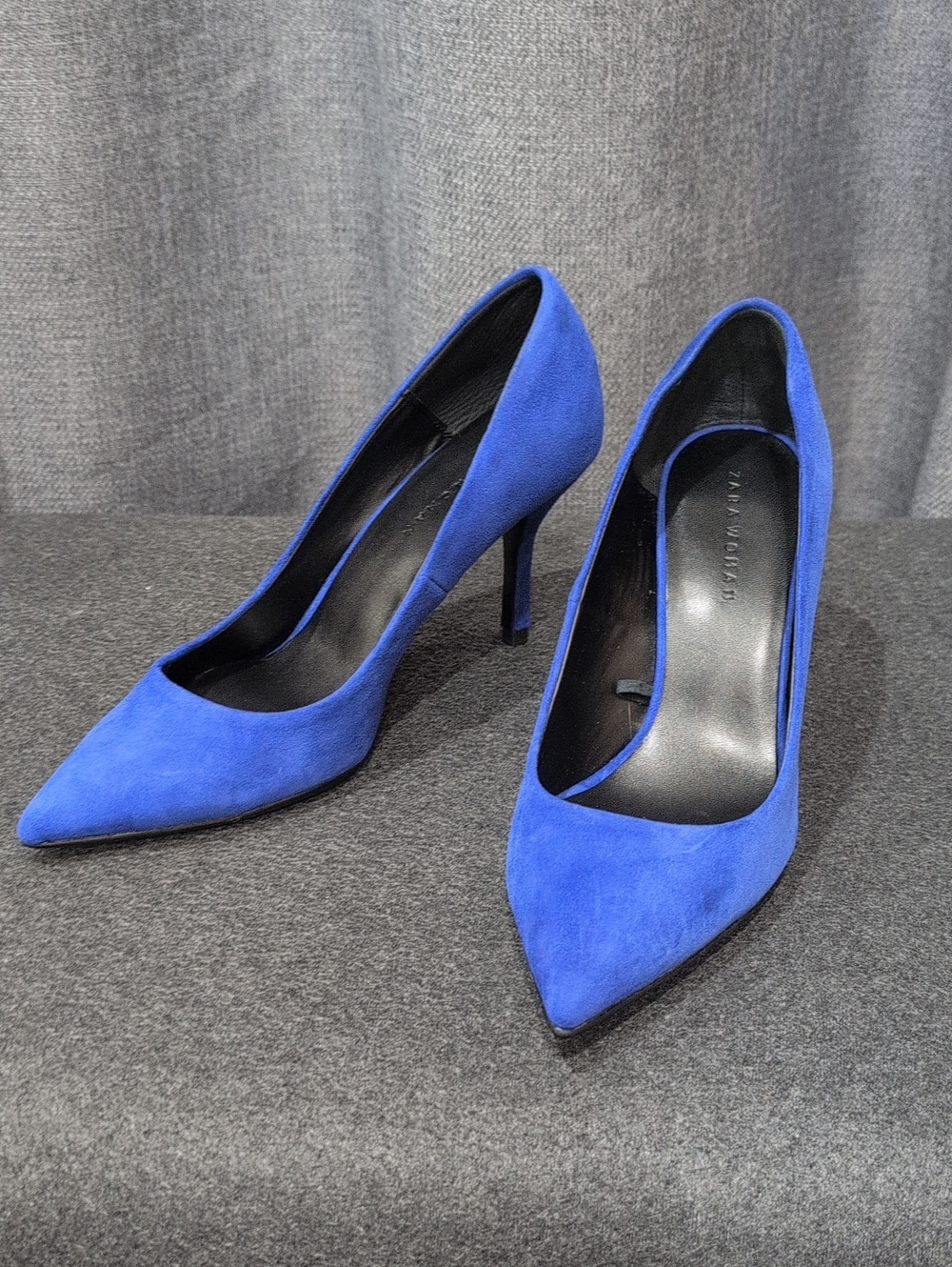 Zara Royal Blue Suede Pointed Stiletto Pumps